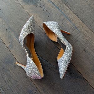 Badgley Mischka Daisy silver glitter pumps